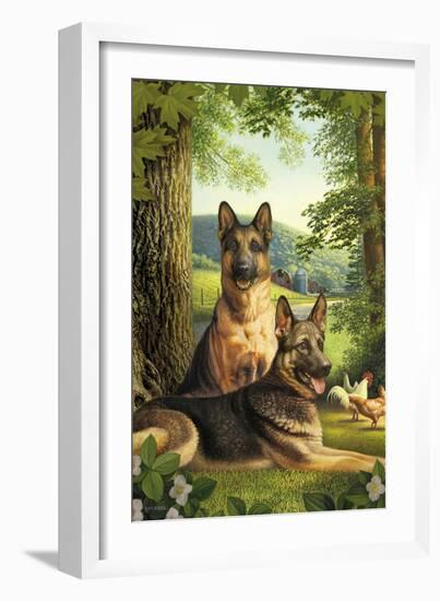 German Shepards/Chicken-Dan Craig-Framed Giclee Print