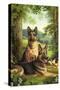 German Shepards/Chicken-Dan Craig-Stretched Canvas