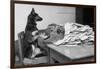 German Shepherd at a Typewriter-null-Framed Premium Photographic Print