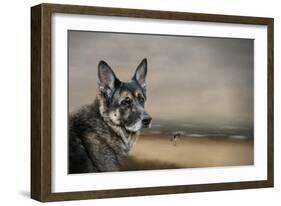 German Shepherd Dreaming of the Beach-Jai Johnson-Framed Giclee Print