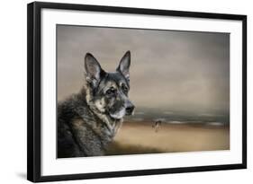 German Shepherd Dreaming of the Beach-Jai Johnson-Framed Giclee Print