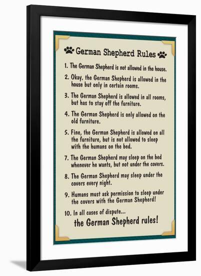 German Shepherd House Rules Humor-null-Framed Art Print