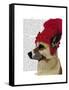 German Shepherd in Red Woolly Hat-Fab Funky-Framed Stretched Canvas