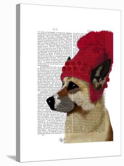 German Shepherd in Red Woolly Hat-Fab Funky-Stretched Canvas