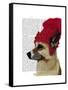 German Shepherd in Red Woolly Hat-Fab Funky-Framed Stretched Canvas