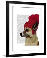 German Shepherd in Red Woolly Hat-Fab Funky-Framed Art Print