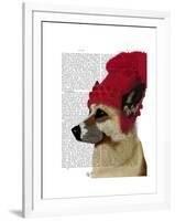 German Shepherd in Red Woolly Hat-Fab Funky-Framed Art Print