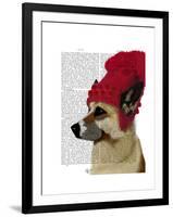 German Shepherd in Red Woolly Hat-Fab Funky-Framed Art Print