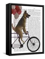 German Shepherd on Bicycle-Fab Funky-Framed Stretched Canvas