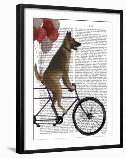 German Shepherd on Bicycle-Fab Funky-Framed Art Print