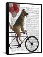 German Shepherd on Bicycle-Fab Funky-Framed Stretched Canvas