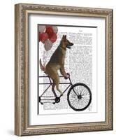 German Shepherd on Bicycle-Fab Funky-Framed Art Print