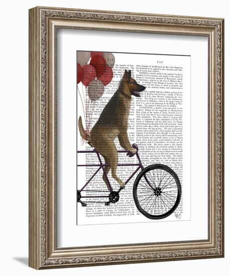 German Shepherd on Bicycle-Fab Funky-Framed Art Print