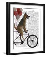 German Shepherd on Bicycle-Fab Funky-Framed Art Print