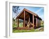 German Shepherd Resting in its Wooden Kennel-pryzmat-Framed Photographic Print