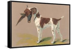 German Short-Haired Pointer with Pheasant-null-Framed Stretched Canvas