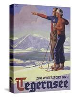 German Ski Poster-Harry Mayer-Stretched Canvas