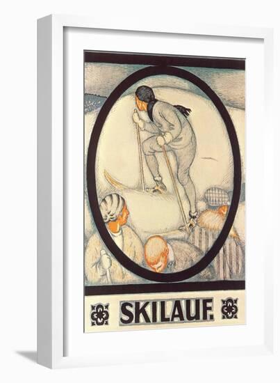 German Skiing Poster-null-Framed Art Print