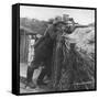 German Sniper in a Trench on the Western Front During World War I-Robert Hunt-Framed Stretched Canvas