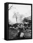 German Soldier Urging Comrades Forward During the Battle of the Bulge-null-Framed Stretched Canvas