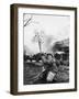 German Soldier Urging Comrades Forward During the Battle of the Bulge-null-Framed Photographic Print