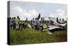 German Soldiers at the Crash Site of a French Plane-null-Stretched Canvas