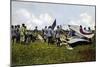 German Soldiers at the Crash Site of a French Plane-null-Mounted Giclee Print