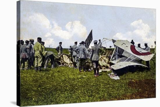 German Soldiers at the Crash Site of a French Plane-null-Stretched Canvas