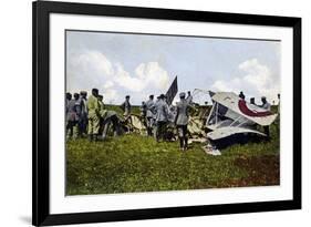 German Soldiers at the Crash Site of a French Plane-null-Framed Giclee Print