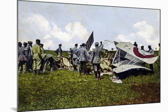 German Soldiers at the Crash Site of a French Plane-null-Mounted Giclee Print