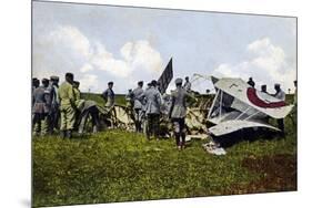 German Soldiers at the Crash Site of a French Plane-null-Mounted Giclee Print