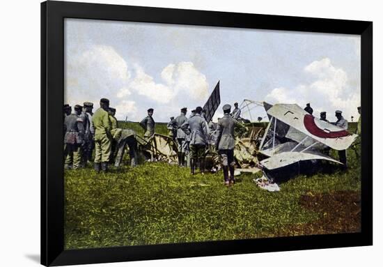 German Soldiers at the Crash Site of a French Plane-null-Framed Giclee Print