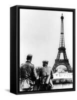 German Soldiers at the Eiffel Tower, Paris, June 1940-null-Framed Stretched Canvas