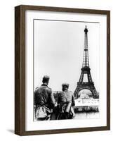 German Soldiers at the Eiffel Tower, Paris, June 1940-null-Framed Photographic Print