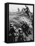 German Soldiers Attacking Out of a Trench During World War I-Robert Hunt-Framed Stretched Canvas