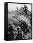 German Soldiers Attacking Out of a Trench During World War I-Robert Hunt-Framed Stretched Canvas