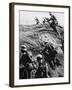 German Soldiers Attacking Out of a Trench During World War I-Robert Hunt-Framed Photographic Print