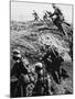 German Soldiers Attacking Out of a Trench During World War I-Robert Hunt-Mounted Photographic Print