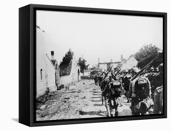 German Soldiers Entering into Belgium During World War I-Robert Hunt-Framed Stretched Canvas