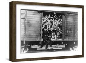 German Soldiers in a Railway Wagon, France, August 1940-null-Framed Giclee Print