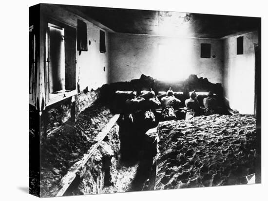 German Soldiers in an Indoor Trench During World War I on the Western Front in France-Robert Hunt-Stretched Canvas