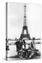 German Soldiers in Front of the Eiffel Tower, Paris, 1940-null-Stretched Canvas