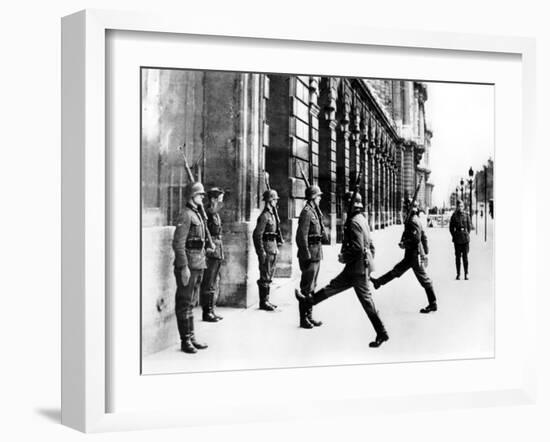 German Soldiers on Guard Duty Outside the Hotel Crillon, Paris, 7 October 1940-null-Framed Photographic Print