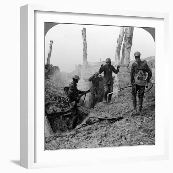 German Soldiers Surrendering, Bullecourt, France, World War I, 1914-1918-null-Framed Photographic Print