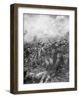 German Soldiers under Fire from Allied Guns, Flanders, World War I, 1914-J Simont-Framed Giclee Print