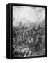 German Soldiers under Fire from Allied Guns, Flanders, World War I, 1914-J Simont-Framed Stretched Canvas