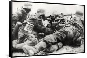 German Soldiers with MG42 General Purpose Machine Gun on a Tripod Mount-null-Framed Stretched Canvas