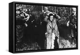 German Soldiers with Russian Prisoners, Russia, 1941-null-Framed Stretched Canvas