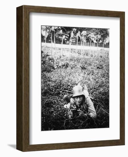 German Sturmtruppen Soldier in Training Throwing Hand Grenades-null-Framed Giclee Print