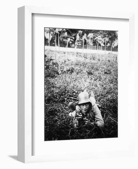 German Sturmtruppen Soldier in Training Throwing Hand Grenades-null-Framed Giclee Print